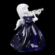Сувенир керамика под фарфор “Ангелочек со скрипкой“ кобальт 12,5х10х8 см фотография