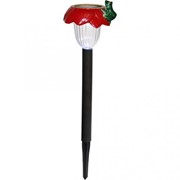 Светильник светодиодный GL16 “лягушка на красном цветке“ солнечная батарея 1 белый LED фото