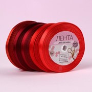 Набор атласных лент, 5 шт, размер 1 ленты 10 мм x 23 ± 1 м, цвет красный спектр фото
