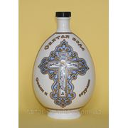 Графин (бутылка) для святой воды фарфор с распятием и молитвой “Отче наш“ 0,75л голубой фото