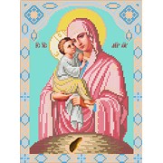 Икона ручной работы Пресвятая Богородица Почаевская вышитая бисером фото