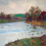 Картина, “Пейзаж с озером“ фото