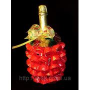 Новогоднее оформление шампанского “Ёлочка красная“ фото