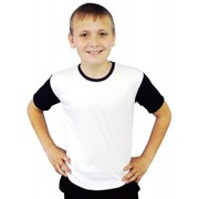 Детские футболки с белыми и цветными рукавами 100% полиэстер фото