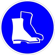 Предписывающий знак, код M 05 Работать в защитной обуви фотография