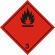 Знак перевозки опасных грузов “КЛАСС 3. легковоспламеняющиеся жидкости“ фото
