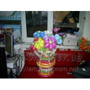 Корзина цветов из воздушных шаров. фото