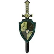 Настенный "Щит и меч" с гербом России камень змеевик