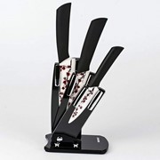 Набор керамических ножей с декором 4 предмета Bergner BG-4100 фото