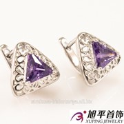Серьги родированные “Фиолетовый камень в ажурной оправе“ 524547(8) фото