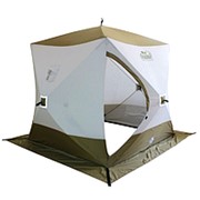 Палатка зимняя куб СЛЕДОПЫТ “Premium“ 1,8х1,8 м, 3-х местная, 3 слоя, цв. белый/олива фото