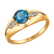 Золотое кольцо с топазами и фианитами SOKOLOV 714439* фото