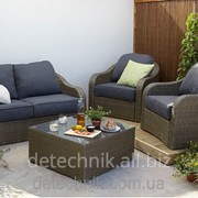 Набор садовой мебели из ротанга, Borneo 4 Piece Conversation Sofa Set - Light Brown &amp- Charcoal фотография