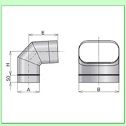 Колено овальное КО Угол подключения: 90 градусов по широкой стороне