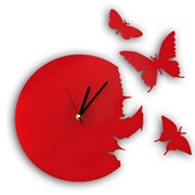 Часы Порхающие бабочки красные фото