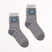 Носки детские махровые, цвет серый, размер 18-20 фото