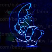 Подарок для ребенка ночник, светильник Мишка спит на месяце. фотография