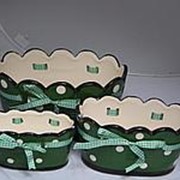 Кашпо декоративное керамическое, овальное, зеленое фотография
