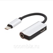Аудиокабель переходник «LP» для Apple Lightning 8-pin на 3,5 мм. + зарядка (серебро/европакет)