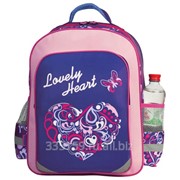 Рюкзак Пифагор для учениц начальной школы, фиолетовый/розовый, сердце, 38х30х14 см