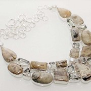 Колье, ожерелье из натуральных камней - ЯШМА, ЗЕЛЕНЫЙ АМЕТИСТ, ЖЕМЧУГ