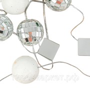 Игрушка елочная бусы, “Шарики диско“, пластик, серебро, d-10мм, L-2м фото