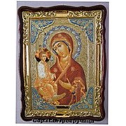 Икона Троеручица Божья матерь, в фигурном киоте, ризе, с багетом Храмовая, 82х114 фотография