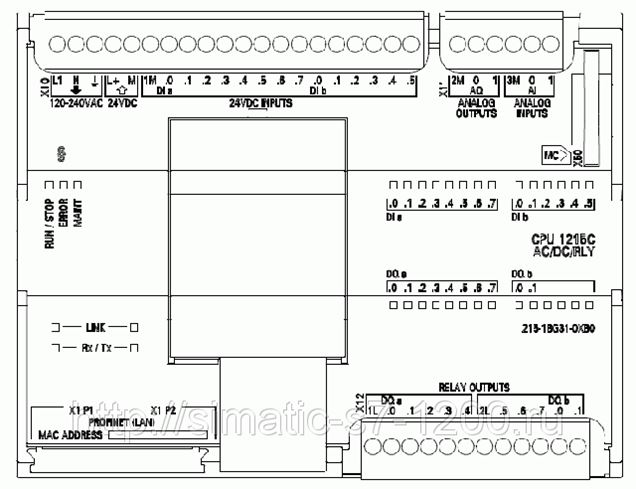 Siemens tp1200 схема платы SIMATIC CPU 1215C, AC/DC/RELAY 6ES7215-1BG31-0XB0 / 6ES7 215-1BG31-0XB0 / 6ES721