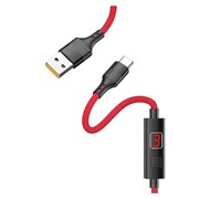 Кабель Hoco S13, USB - Type-C, 5 А, 1.2 м, дисплей с таймером, красный фото