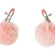 Зажимы на соски Angelic с розовыми меховыми шариками фото