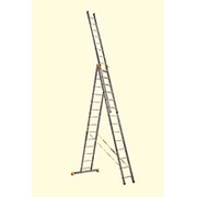 Алюминиевая трехсекционная универсальная профессиональная лестница P3 9314 (3х14) фото