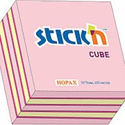 Бумага для заметок с клеевым краем STICK`N HOPAX , 76*76 мм, 3 цвета (малиновый-желтый-розовый), 400 л фото