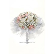 Букет для невесты №10, белый/розовый (латекс, 7 роз ) фото