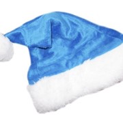 Новогодняя шапка санты голубая для мальчика