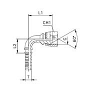 Угол 90° предварительно обжатая гайка - конус 60° - ISO 8434-6 (BS 5200)