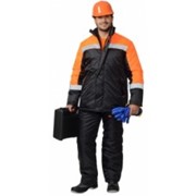 Куртка Гастарбайтер длинная, чёрная с оранжевым и СОП фото