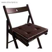 Подушка на стул 38х38 см, h 5 см, цвет коричневый, велюр, поролон, кант фотография