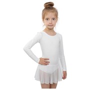 Купальник для хореографии х/б, длинный рукав, юбка-сетка, размер 36, цвет белый фото