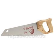 Ножовка ЗУБР «ЭКСПЕРТ» для тонкого пиления, прямой мелкий закаленный зуб, деревянная фотография