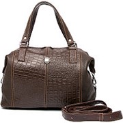 Модная шоколадная женская кожаная сумочка с тиснением фото