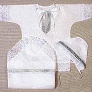 Набор для крещения (уголок, рубашка, чепчик) бязь белый 0-3 мес арт.935 фотография