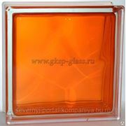 Стеклоблок окрашенный внутри Волна Оранжевый 190х190х80мм VITRABLOC фото
