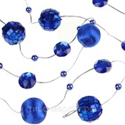 Игрушка елочная бусы, “Шарики диско“, пластик, синий, d-8мм, L-2,5м фото