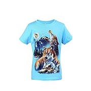 Модная футболка голубого цвета с принтом волков 8