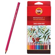 Карандаши цветные акварельные художественные KOH-I-NOOR "Mondeluz", 12 цветов, 3,8 мм, заточенные, европодвес,