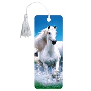 Закладка для книг 3D, BRAUBERG, объемная, “Белый конь“, с декоративным шнурком-завязкой, 125753 фото