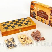 Шахматы, шашки, нарды - набор из трех настольных игр, доска 35х35 см фото
