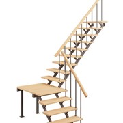Универсальная деревянная лестница ЛЕС-05 на металлическом каркасе