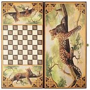 Нарды + шашки Ростовские "Леопард" средние Россия, дерево, 50х25х4 см