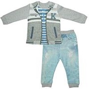 Папитто Комплект 2 предмета кофточка+штанишки для мальчика “Fashion Jeans“ 74-92 см арт.583-05 фотография